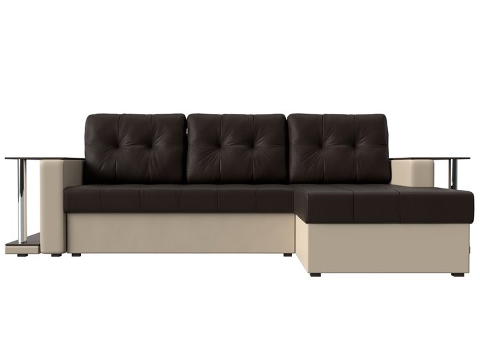 Угловой диван-кровать Даллас коричневого цвета (экокожа) - купить Угловые диваны по цене 40590.0