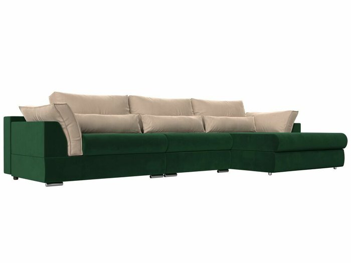 Угловой диван-кровать Пекин Long зелено-бежевого цвета угол правый