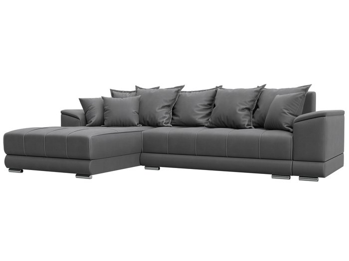 Угловой диван-кровать НордСтар серого цвета левый (замша) Угловой диван-кровать НордСтар серого цвета левый (замша)