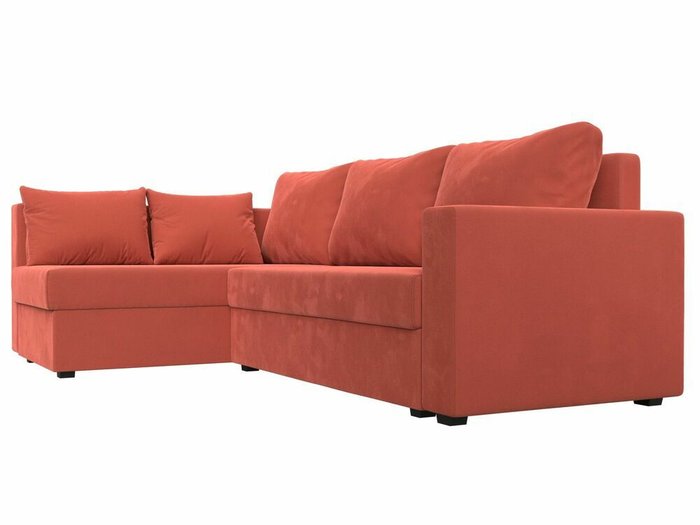 Угловой диван-кровать Мансберг кораллового цвета левый угол - лучшие Угловые диваны в INMYROOM