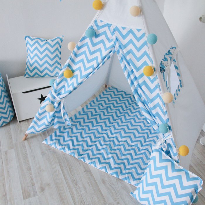 Подушка Blue Zigzag из 100% хлопка - лучшие Декоративные подушки в INMYROOM