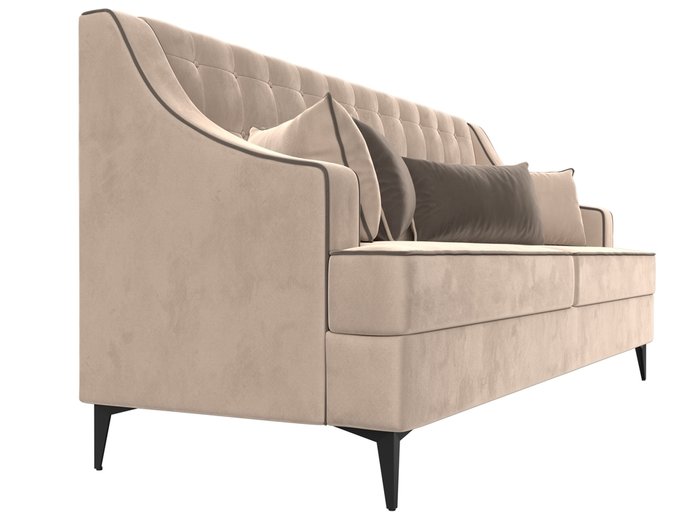 Прямой диван Марк бежевого цвета с коричневым кантом - лучшие Прямые диваны в INMYROOM