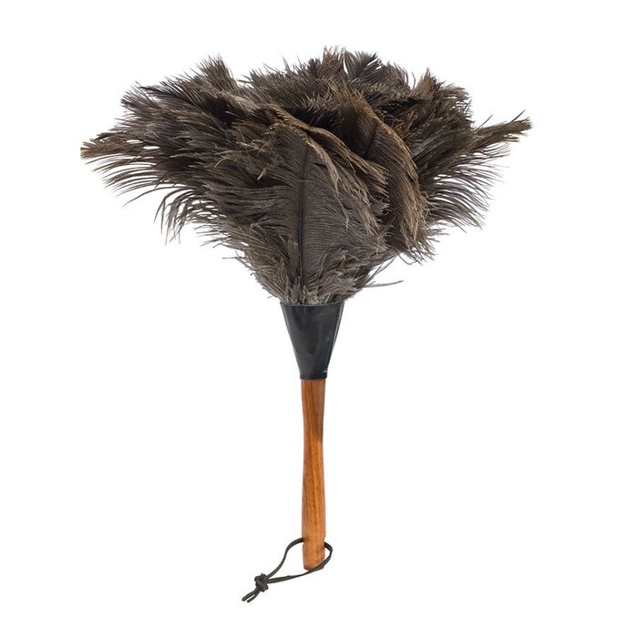 Щётка для пыли из страусиного пера на деревянной ручке 