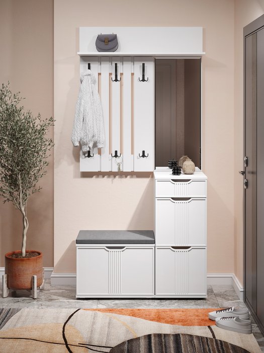 Настенная вешалка Эмилия ЭЛ-6 белого цвета - лучшие Настенные вешалки в INMYROOM