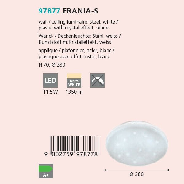Светильник настенно-потолочный Eglo Frania-S 97877 - лучшие Потолочные светильники в INMYROOM