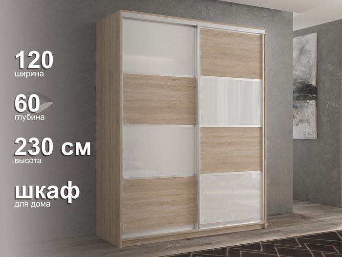 Шкаф-купе Кааппи-14 120 цвета Сонома  - лучшие Шкафы-купе в INMYROOM