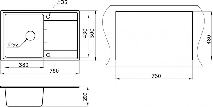 Кухонная мойка прямоугольная Paulmark Flugen 78х50 см черного цвета - лучшие Кухонные мойки в INMYROOM