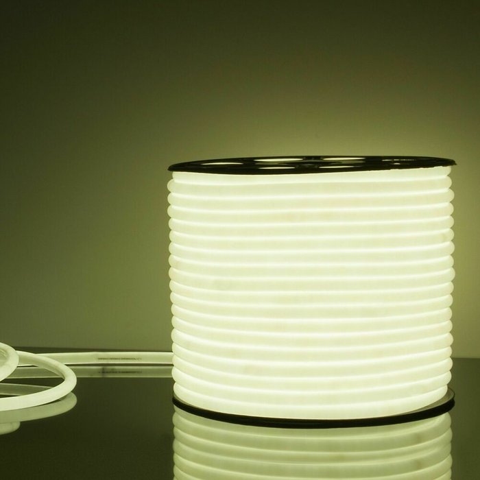 Светодиодный гибкий неон 220 В 9.6 Вт/м 144 Led/м 2835 IP67, круглый холодный белый 6500К, 50 м Гибкий неон 220V 9,6W 144Led 2835 IP67 круглый холодный белый, 50 м LS 003 220V 9,6 IP67