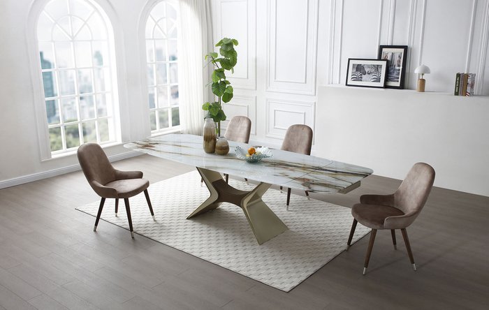 Раздвижной обеденный стол Richard 180х100 бело-коричневого цвета - купить Обеденные столы по цене 141480.0