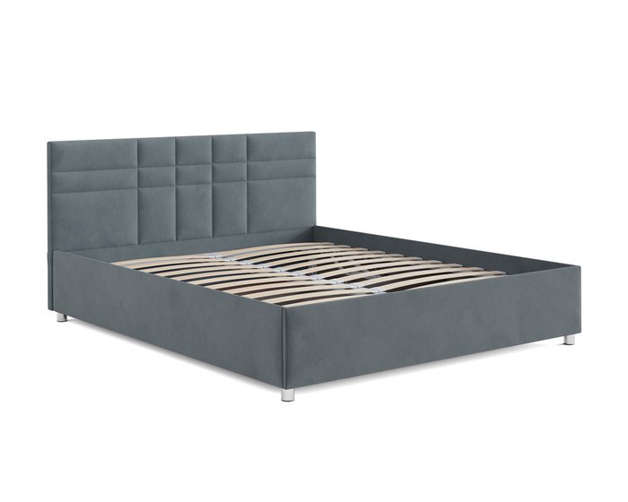 Кровать Нью-Йорк 160х190 серо-синего цвета с подъемным механизмом (велюр) - лучшие Кровати для спальни в INMYROOM