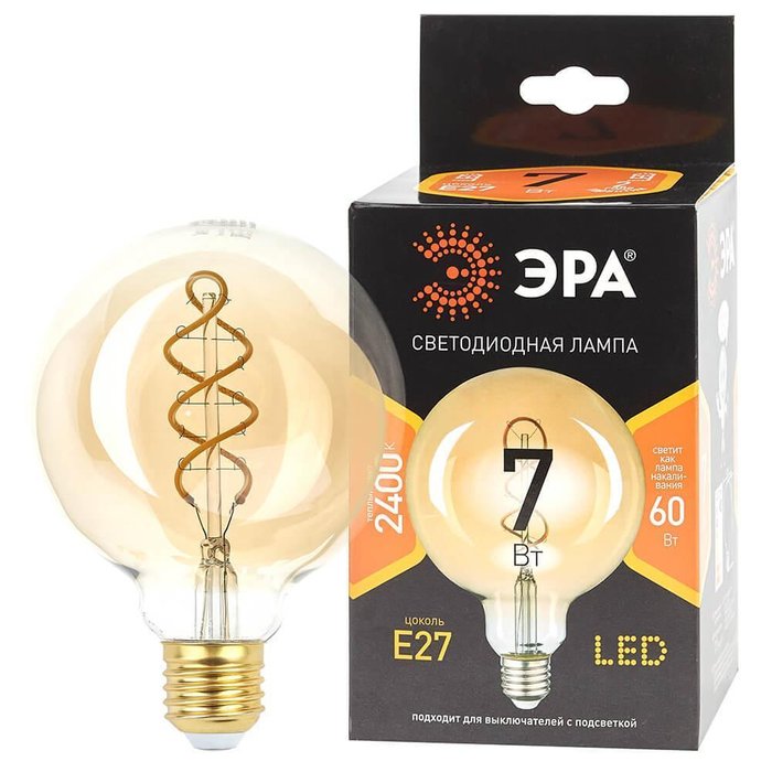 Лампа светодиодная филаментная E27 7W 2400K прозрачная - купить Лампочки по цене 778.0