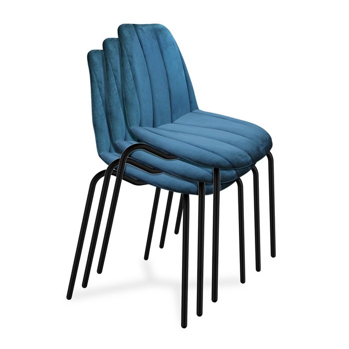 Стул обеденный Megrez  синего цвета на металических ножках - купить Обеденные стулья по цене 5985.0