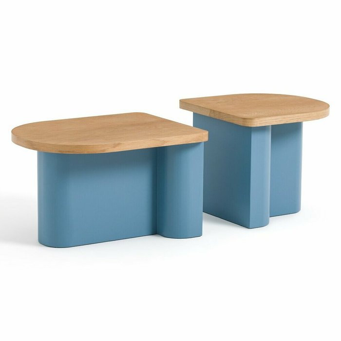 Комплект из двух штабелируемых журнальных столов Louve синего цвета - лучшие Журнальные столики в INMYROOM