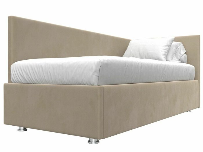 Кровать Лига 039 бежевого цвета с подъемным механизмом правая - лучшие Кровати для спальни в INMYROOM