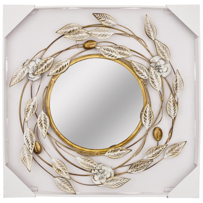 Зеркало настенное Цветочная симфония цвет белый с золотым - купить Настенные зеркала по цене 5737.0