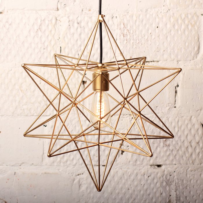 Подвесной светильник с ретролампочкой «Звезда» золотая 