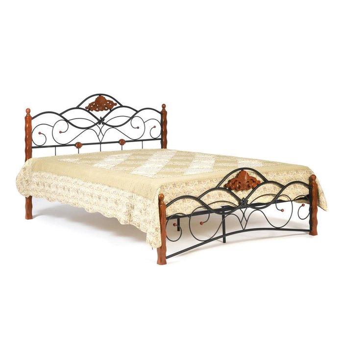 Кровать Canzona Wood slat base 160х200 черно-коричневого цвета 