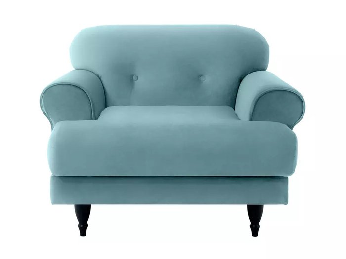 Кресло Italia в обивке из велюра голубого цвета с черными ножками - купить Интерьерные кресла по цене 44910.0