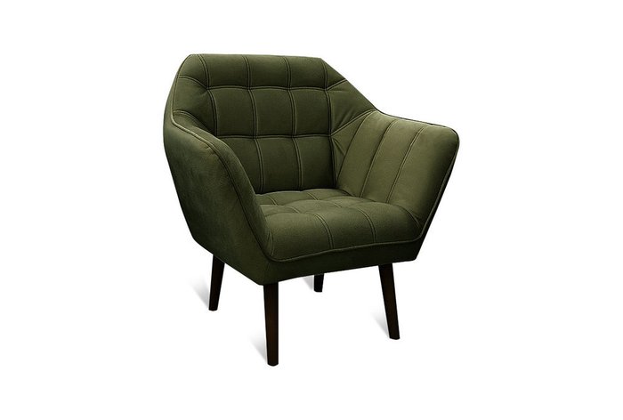 Кресло Остин темно-зеленого цвета с ножками цвета венге