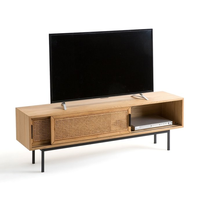 Мебель для TV дуба и плетеного материала Waska бежевого цвета - лучшие Тумбы для ТВ в INMYROOM