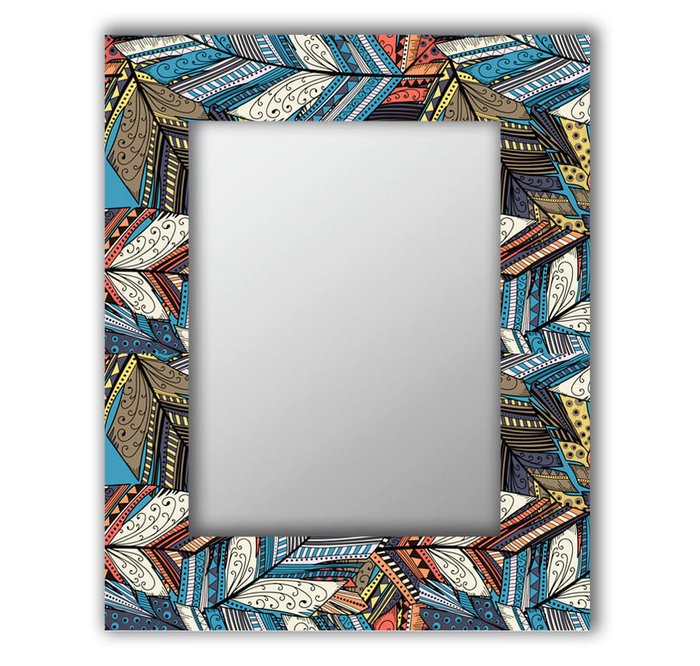 Настенное зеркало Синие перья 65х65