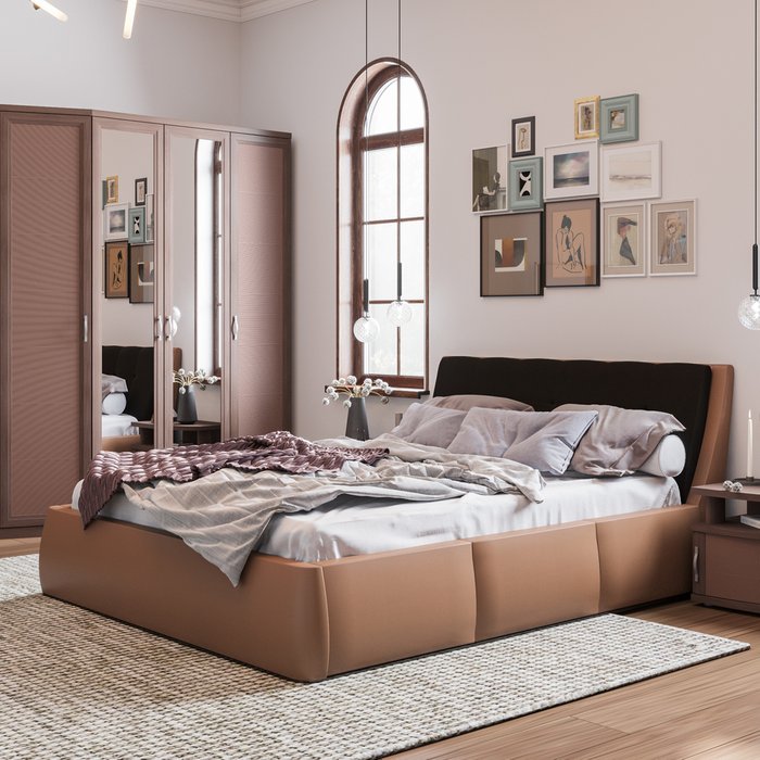 Кровать Гесиона 180х200 коричневого цвета с подъемным механизмом  - купить Кровати для спальни по цене 47200.0