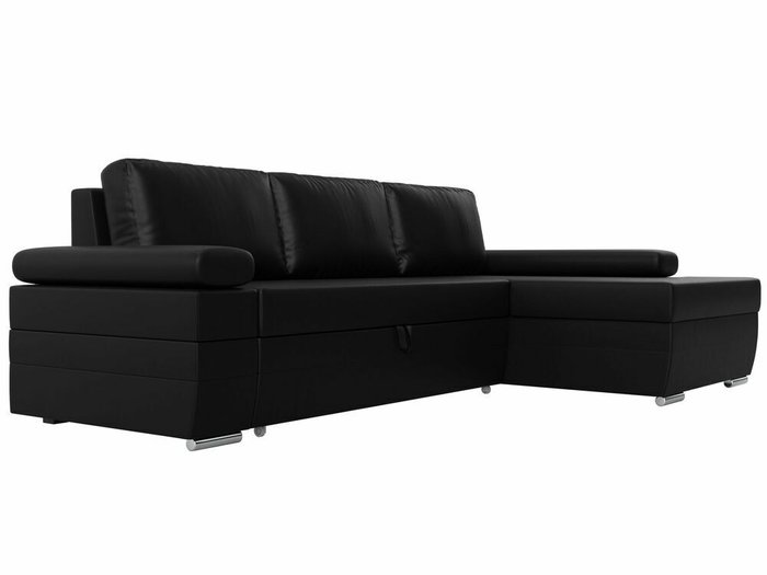Угловой диван-кровать Канкун черного цвета правый угол (экокожа) - лучшие Угловые диваны в INMYROOM