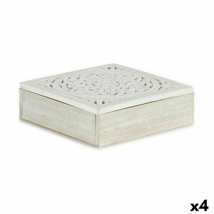 Набор шкатулок Белый Деревянный 22 x 7,5 x 22 cm (4 штук)