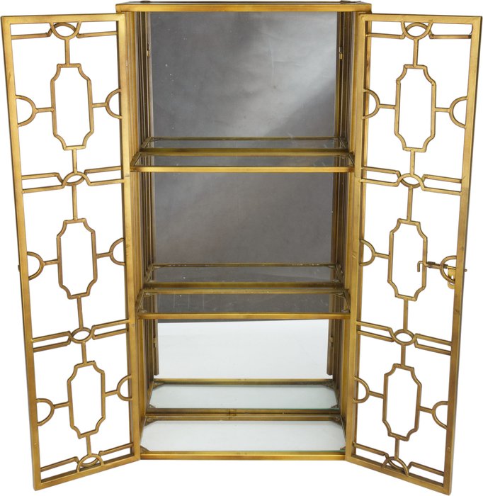 Шкафчик настенный с дверцами золотого цвета - купить Шкафы витринные по цене 30640.0
