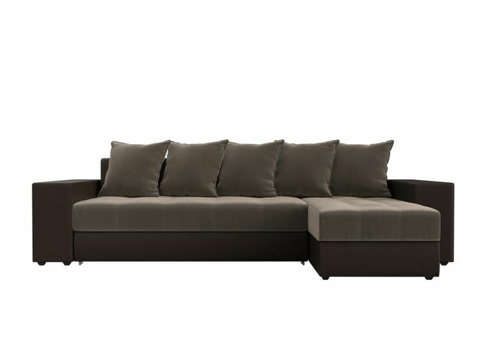 Угловой диван-кровать Дубай коричневого цвета (ткань/экокожа)  правый угол - купить Угловые диваны по цене 57999.0