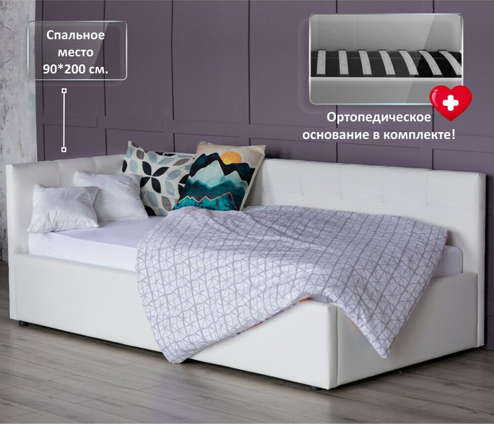 Кровать Bonna 90х200 белого цвета с подъемным механизмом - купить Кровати для спальни по цене 20500.0