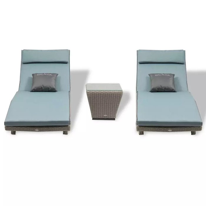 Набор шезлонгов со столиком Авиано серо-голубого цвета Набор шезлонгов со столиком Авиано серо-голубого цвета