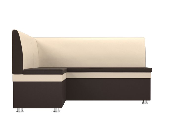 Угловой диван Уют бежево-коричневого цвета (экокожа) левый угол - купить Угловые диваны по цене 26999.0