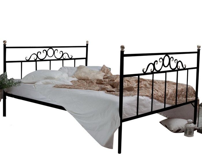 Кованая кровать Сандра 180х200 черного цвета - купить Кровати для спальни по цене 32990.0