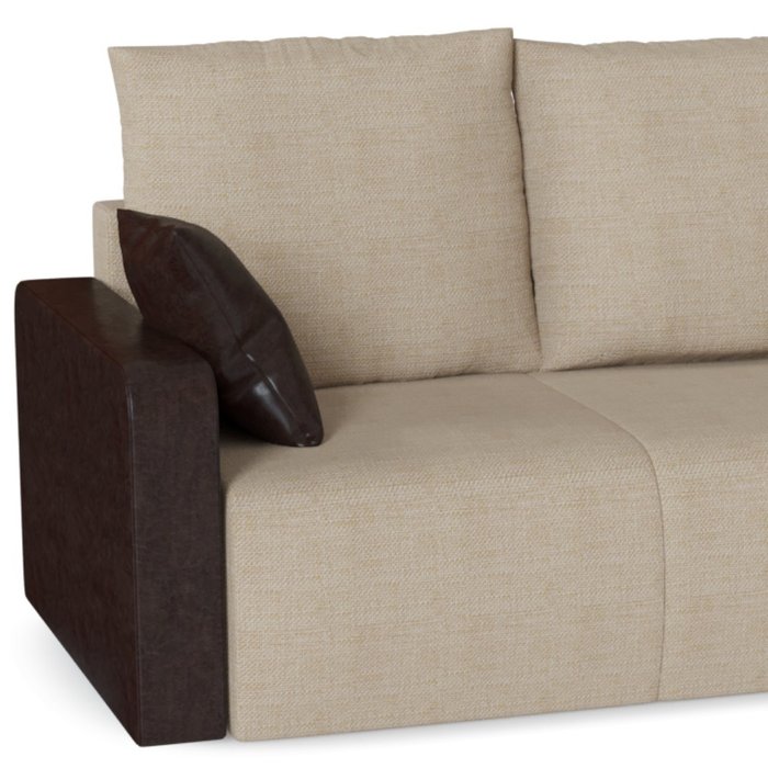 Диван-кровать Стронг Сэнд с бежевой рогожкой и коричневой экокожи - купить Прямые диваны по цене 17690.0