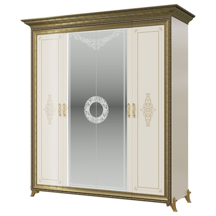 Шкаф с зеркалом Версаль цвета слоновой кости - купить Шкафы распашные по цене 57262.0