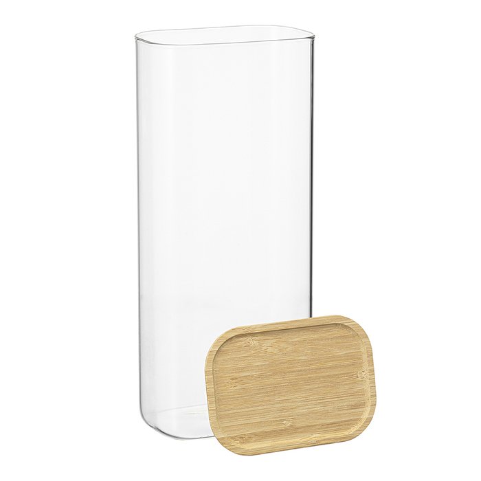 Банка для хранения прямоугольная Glass Bamboo 2 л - лучшие Емкости для хранения в INMYROOM