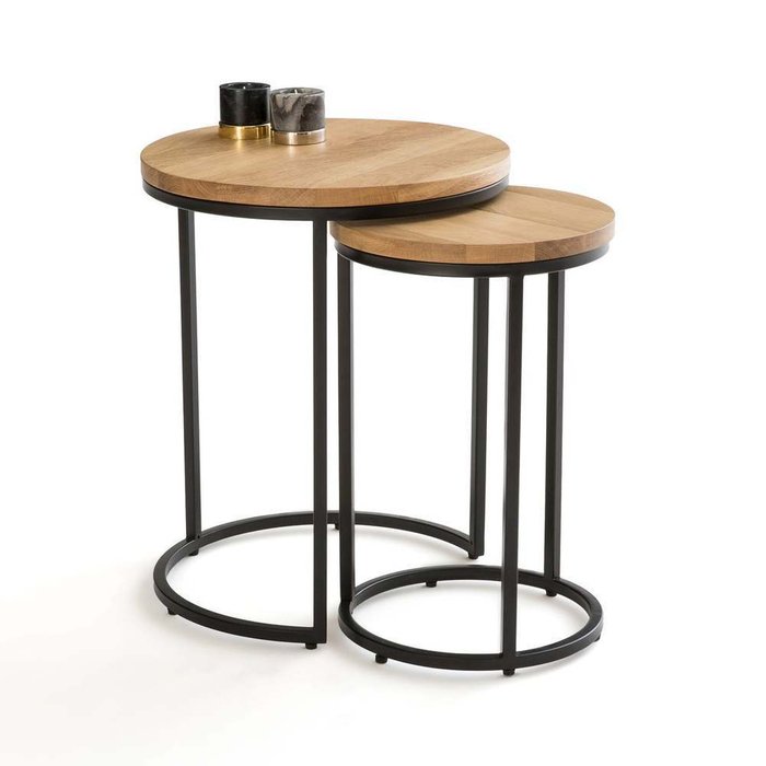 Комплект из двух кофейных столов из дуба Vova бежевого цвета
