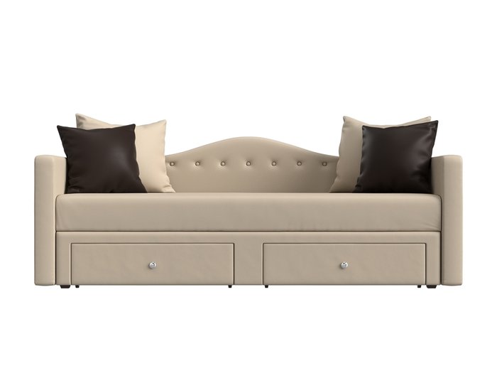 Прямой диван-кровать Дориан бежевого цвета (экокожа) - купить Прямые диваны по цене 22999.0