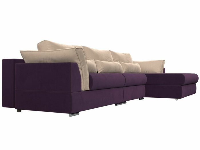 Угловой диван-кровать Пекин Long бежево-фиолетового цвета угол правый - лучшие Угловые диваны в INMYROOM