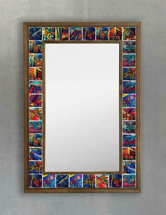 Настенное зеркало 43x63 с мозаикой из натурального камня  - купить Настенные зеркала по цене 22495.0