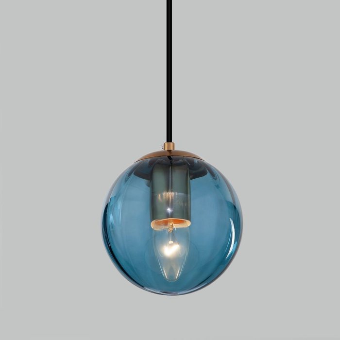 Подвесной светильник Juno со стеклянным плафоном синего цвета - купить Подвесные светильники по цене 5180.0