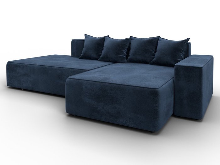 Угловой диван-кровать Лига-079 синего цвета правый - купить Угловые диваны по цене 66990