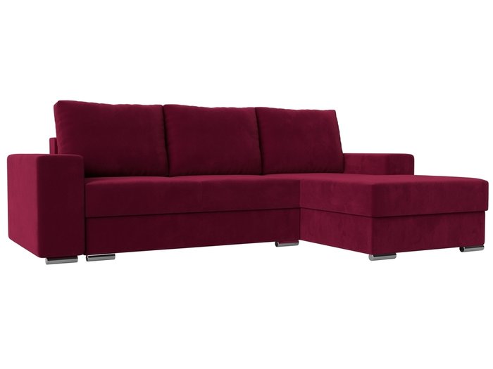 Угловой диван-кровать Дрезден бордового цвета правый угол