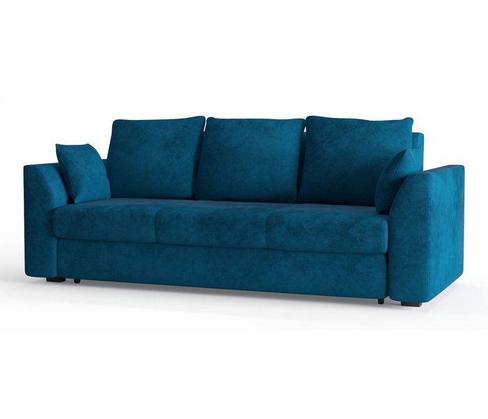 Диван-кровать Ла-Рошель в обивке из велюра синего цвета
