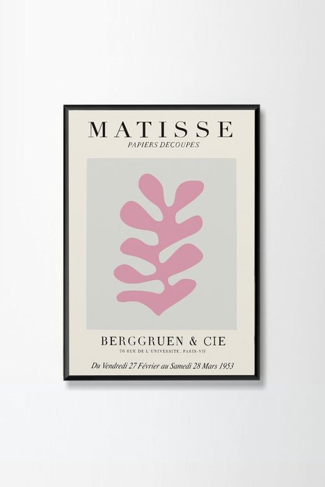 Постер Matisse papiers decoupes pink 40x60 в раме черного цвета Постер Matisse papiers decoupes pink 40x60 в раме черного цвета