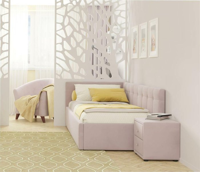 Кровать Bonna 90х200 лилового цвета с подъемным механизмом и матрасом  - лучшие Кровати для спальни в INMYROOM