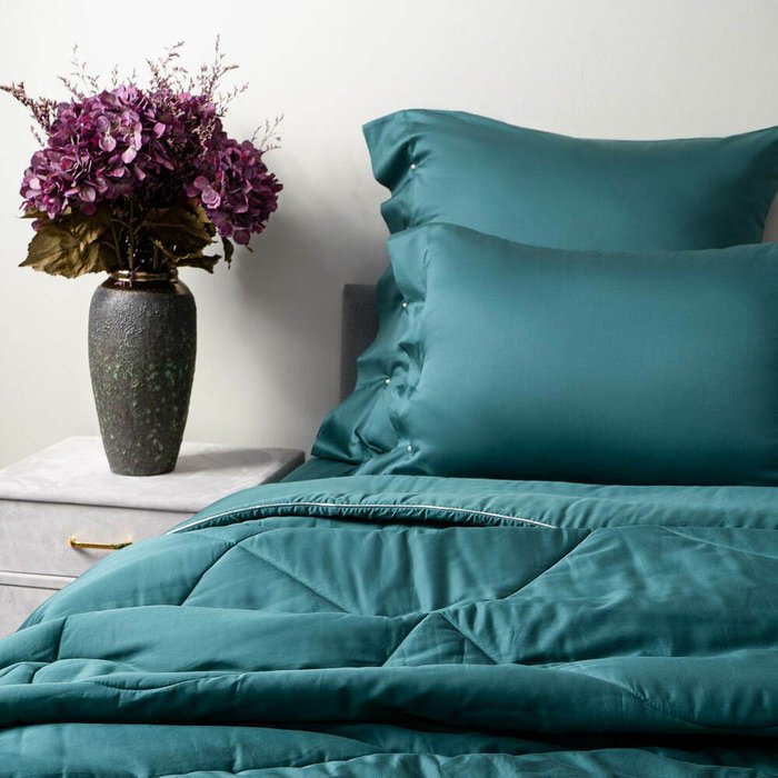 Одеяло Premium Mako 220х240 сине-зеленого цвета - лучшие Одеяла в INMYROOM
