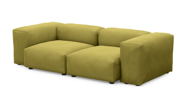 Прямой диван Фиджи двухсекционный горчично-зеленого цвета - купить Прямые диваны по цене 58200.0