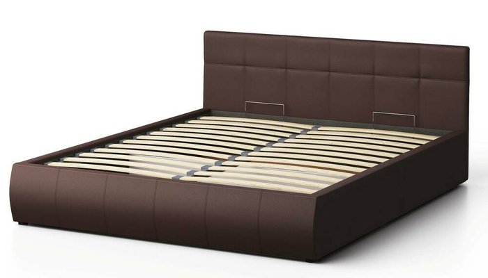 Кровать Венера-1 160х200 коричневого цвета с подъемным механизмом (экокожа) - купить Кровати для спальни по цене 23056.0